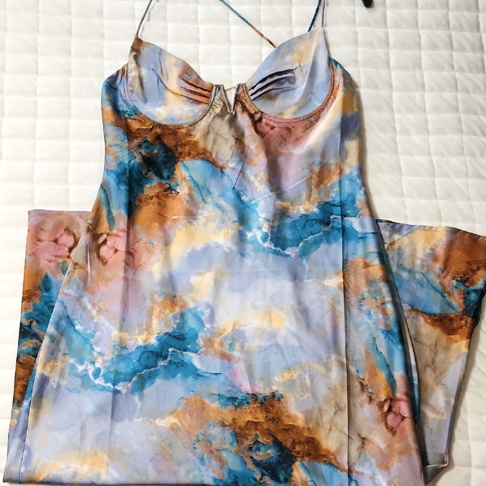 Vici Multicolor Marble Slip Dress